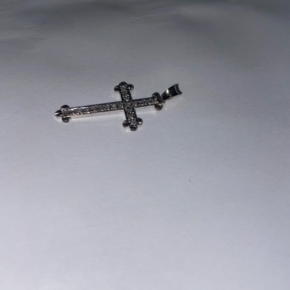 Genuine Diamond Gothic Cross Necklace Set in Sterling Silver - Picture 8 of 10